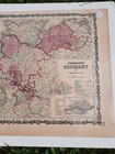 Germany Map 1863 Johnson   Ward Hand Colored Atlas Map  24x17  Civil War Era Map