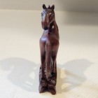 Boxwood Mu Wang Chinese Carved Wood Horse Figure With Glass Eyes