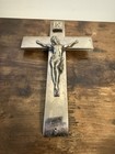 Vintage Inri Metal Crucifix Cross Casket Coffin Wall Hanger Heavy