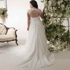 Plus Size Wedding Dresses Cap Sleeve V-neck Lace Applique Chiffon Beach Dress