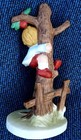 Hummel-style Decorative 6 5  Porcelain Figurine Statue boy In Tree W terrier Dog