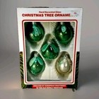 Vtg 1990s Electric Green Gold Sparkles Glass Ornaments Commodore 