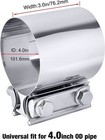 4  Inch Stainless Steel Butt Joint Band Exhaust Clamp Sleeve Coupler T304
