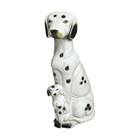 Dalmatian Dog Figurine Statue Ceramic Mother And Puppy Black White Porcelain Vtg