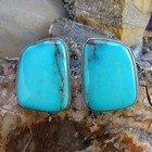 Vintage Signed Al Navajo Turquoise Stud Earrings Sterling Silver Native American