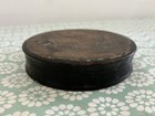     Antique Papier Mache Circular Snuff Box C1800     Do What I Say Not What I Do    