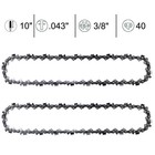 10 In Chainsaw Chain 3 8  043 40 Drive Links 2 Pack Replacement
