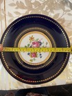 Set Of 4 Vintage Porcelain Floral Decorative Plate 22k Gold Cobalt Multicolor