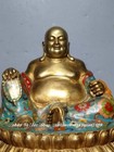 9  Qianlong Marked Cloisonne Enamel Bronze Happy Laugh Maitreya Buddha Statue