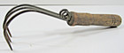 Vintage 3 Tine Hand Spring Cultivator Garden Tool With Original Wood Handle  p56