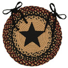 New Primitive Blackberry Chair Pad Star Braided Jute Ties Black Tan Burgundy 15 