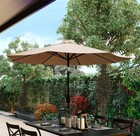 9 Ft Outdoor Patio Round Umbrella Aluminum Pole Crank And Tilt Function Tan