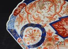 Antique Japanese Meiji Imari Hand Painted Porcelain Fan Shaped Tray