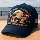 Embroidered American Eagle Head 250 Year Anniversary Baseball Cap