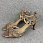 Alex Marie Women   s Rose Gold Rhinestone Ankle Strap Heels Kandis Size 7m