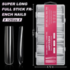 Aoraem 240pcs Extra Long Tapered Square Soft Gel Nail Tips  Full Cover   12 Size