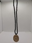 Tibetan Buddhist Mandala Carved Yak Bone Pendant On 18  Macrame Cord Necklace 