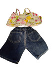 Build-a-bear Girl Outfit Shirt W butterflies Denim Shorts W guitar Teddy Clothes