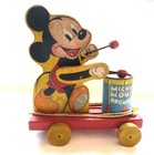 Vintage 1940 s Fisher-price Mickey Mouse Drummer Pull Toy  476 Value Rating 3