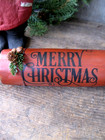 Antique Wood Rolling Pin New Red Milk Paint Merry Christmas Stencil