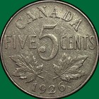 1926 Canada Nickel King George V Near 6 Extremely Fine Xf Coin  50878