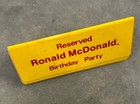 Vintage Mcdonalds Plastic Table Tent Sign Reserved Ronald Mcdonald 1970s   80s
