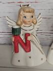 Vintage 1958 Holt Howard Ceramic Noel Angels Christmas Candle Holders Read Desc 