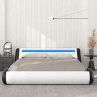 Sifurni Queen Modern Platform Bed Frame With Led Lights Headboard  Black white