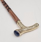 Carved Wood Shaft With Copper-tone Decorative Design