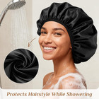 Extra Large Waterproof Shower Cap For Women  Double Layer Satin Lined Hair
