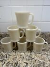 6 Vintage Fire King Restaurant Ware Ivory Coffee Mug D-handle Flat Bottom Cups