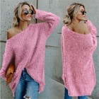 Ladies Off The Shoulder Long Sleeve Loose Sweater Jumper Pullover Tops Blouse