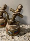 Antique Nautical Maritime Sea Ship Anchor Rope Lighthouse Marion Bronze Bookends