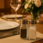 Salt And Pepper Shaker Set  clear Glass  Classic Design Premium Quality Glass