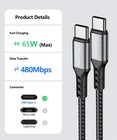 3 Pack 65w Usb-c Fast Charger Cable For Samsung Galaxy S23  Iphone 15 Pro