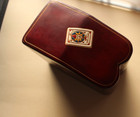 Vintage Italian Leather Playing Card Case Decorative Gold Outline Holds 2 Decks