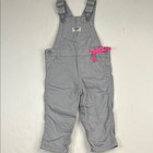 Oshkosh B gosh Toddler Girl Gray Sparkle  Overalls With Pink Bow 18m