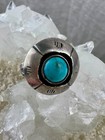Vintage 1970s Sterling Silver Turquoise Dome Ring     Size 5  Handmade Southwest