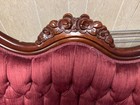 Hand-carved Kimball Red Victorian Loveseat