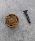 Antique Victorian Wood Drawer Knob Floral Fancy 1 3 8 