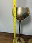 2 Vintage Mid-century Modern Brass Goblet-style Pillar Candleholders 12    Tall