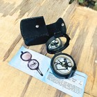 Brass Brunton Compass With Leather Case     Vintage Hiking Navigation Tool  Antiqu