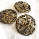Lot Antique Buttons Brass Delicate Openwork 19th Century