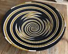 Large Zulu Telephone Wire Baskets Black White Gold 14 5    X 3 5    Set Of 2