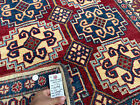 5x7 Vintage Oriental Rug Hand-knotted Red Handmade Antique Heriz Blue Fine 4x7