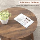 Small Round Wood Coffee Table With Storage For Living Room End Table