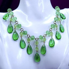 Necklace 19  Green Glass Czech Vintage Beads Women s Jewelry Art Deco Style