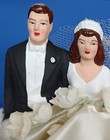 Vintage 1950   s Wedding Cake Topper bride   Groom tulle bell flowers ribbon