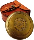 Authentic Vintage Style Brass Pocket Compass With Leather Case Rustic Vintage