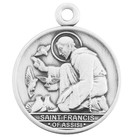 Saint Francis Of Assisi Round Sterling Silver Medal Pendant Necklace  24  Chain